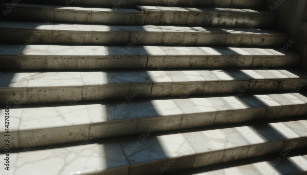 Elegant Marble Staircase with Dramatic Light and Shadow Contrast in a Classic Architecture Setting Elegant Marble Staircase with Dramatic Light and Shadow Contrast in a Classic Architecture Setting