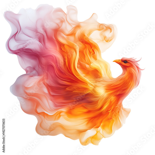 Vibrant Abstract Phoenix Design with Flowing Colors and Ethereal Elements