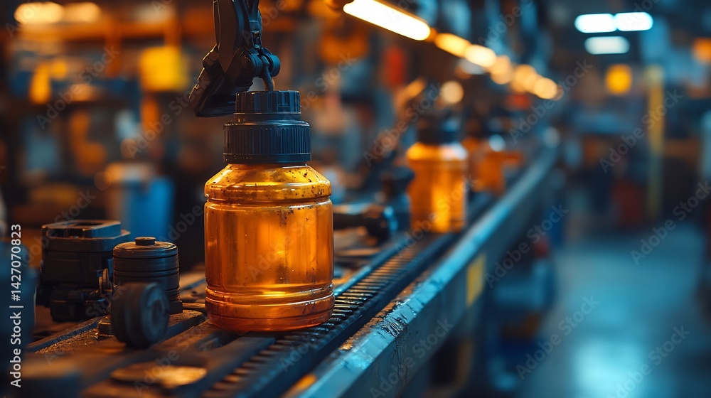 Hdr image of mechanic performing oil change in a clean minimalist setup with ambient lighting Hdr image of mechanic performing oil change in a clean minimalist setup with ambient lighting