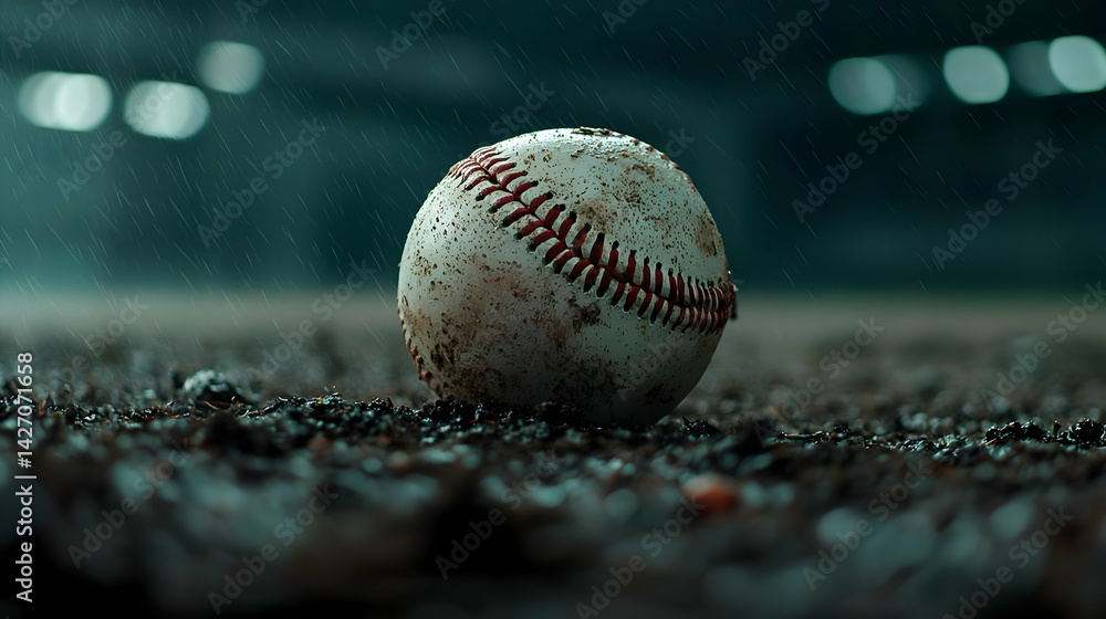 Wet Dirty Baseball On A Rainy Night Wet Dirty Baseball On A Rainy Night