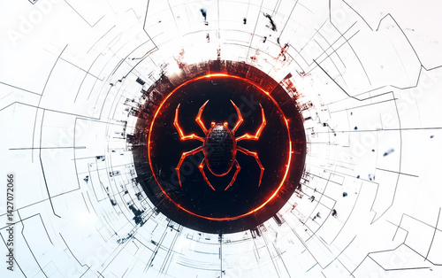 Digital Danger A Realistic 8K HD Dark Web Warning Icon Isolated On White Background.