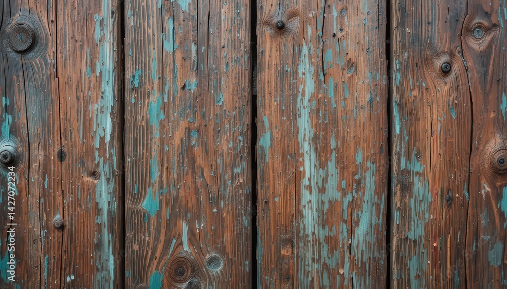 Naklejka premium Weathered Wooden Planks with Distressed Paint and Rustic Texture for Artistic Backdrops
