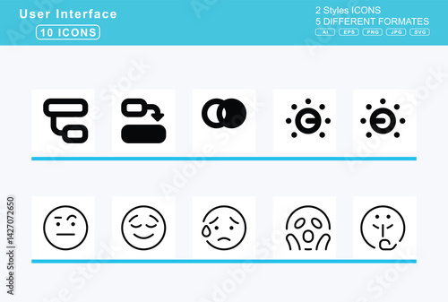 Set of 5 rounded user interface icons,diagram, predecessor, previous, project, sankey, subtask