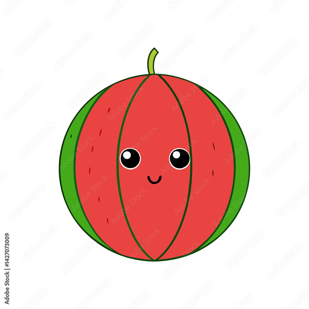 Fototapeta premium Cute seedless watermelon cartoon vector