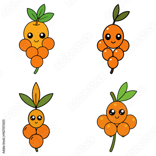 Cute sea buckthorn cartoon vector