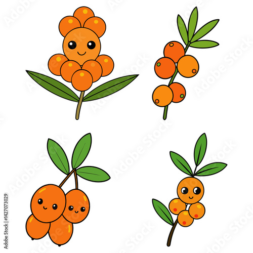 Cute sea buckthorn cartoon vector