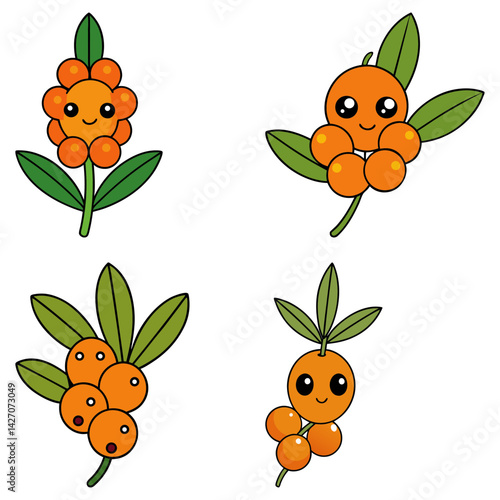 Cute sea buckthorn cartoon vector