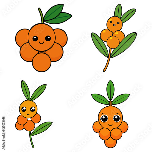 Cute sea buckthorn cartoon vector