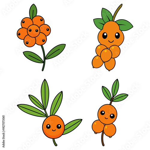 Cute sea buckthorn cartoon vector