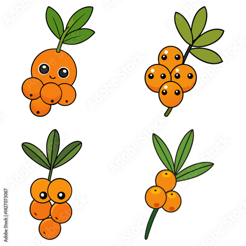 Cute sea buckthorn cartoon vector