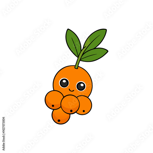 Cute sea buckthorn cartoon vector