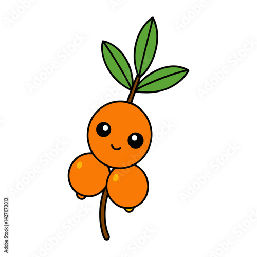 Cute sea buckthorn cartoon vector