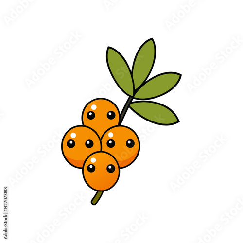 Cute sea buckthorn cartoon vector