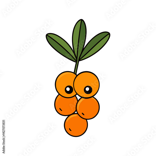 Cute sea buckthorn cartoon vector
