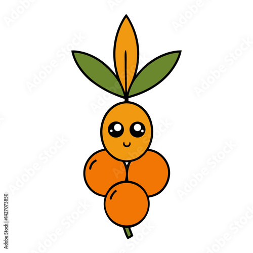Cute sea buckthorn cartoon vector