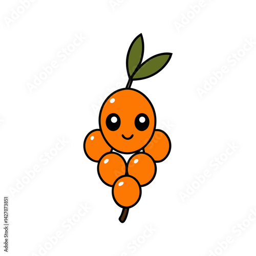Cute sea buckthorn cartoon vector