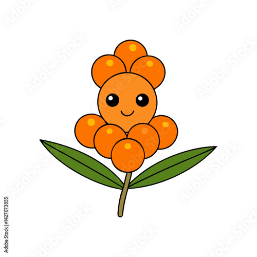 Cute sea buckthorn cartoon vector