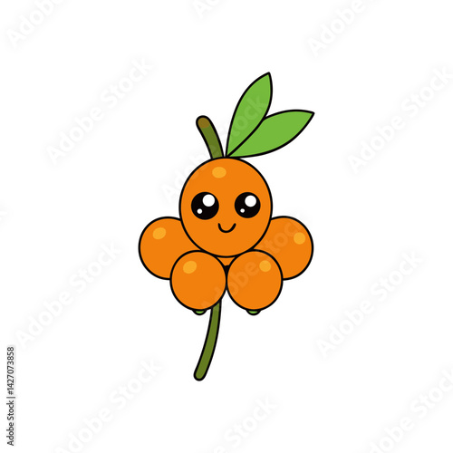 Cute sea buckthorn cartoon vector