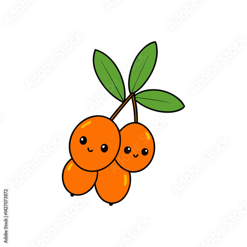 Cute sea buckthorn cartoon vector