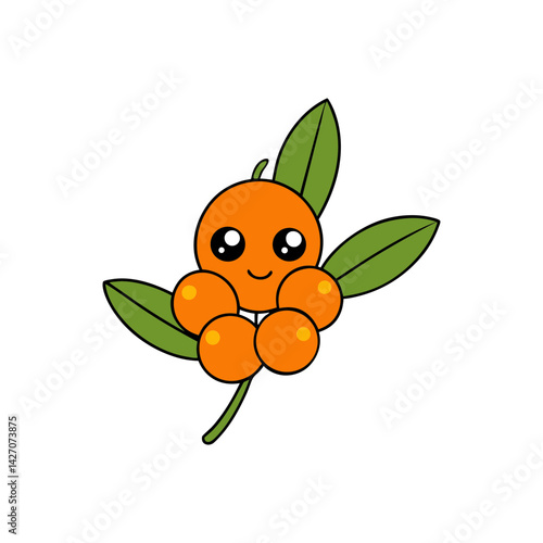Cute sea buckthorn cartoon vector