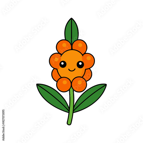 Cute sea buckthorn cartoon vector