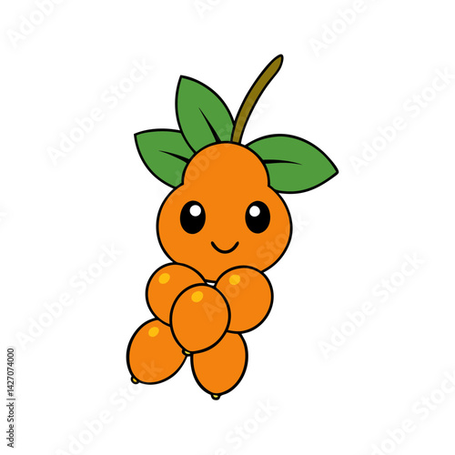 Cute sea buckthorn cartoon vector
