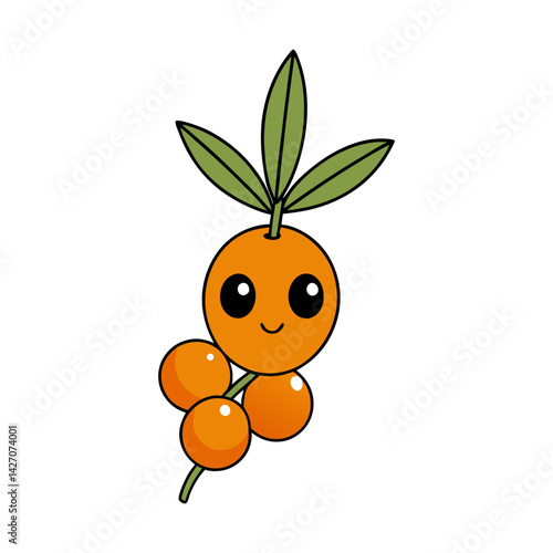 Cute sea buckthorn cartoon vector