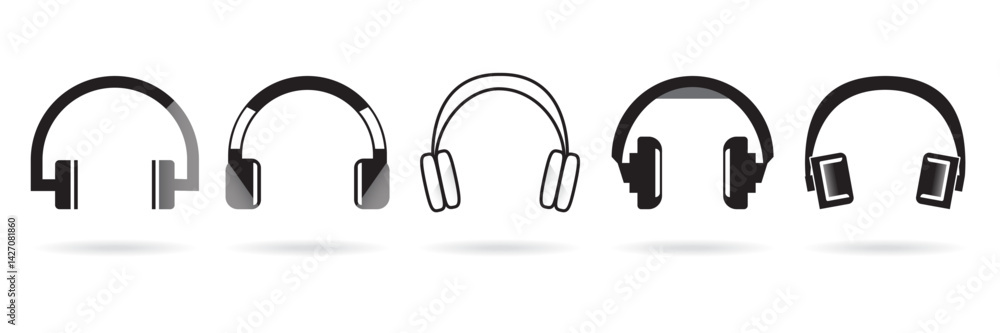 Fototapeta premium Minimal studio headphones icon isolated on white background