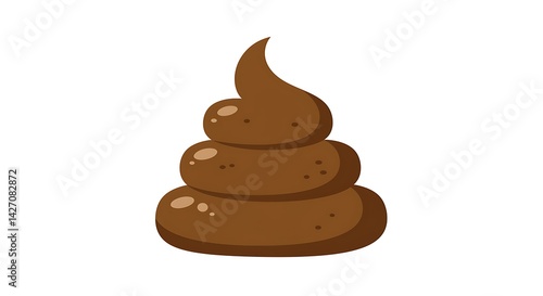 Stylized cartoon poop icon, humorous and sanitary illustration on white
