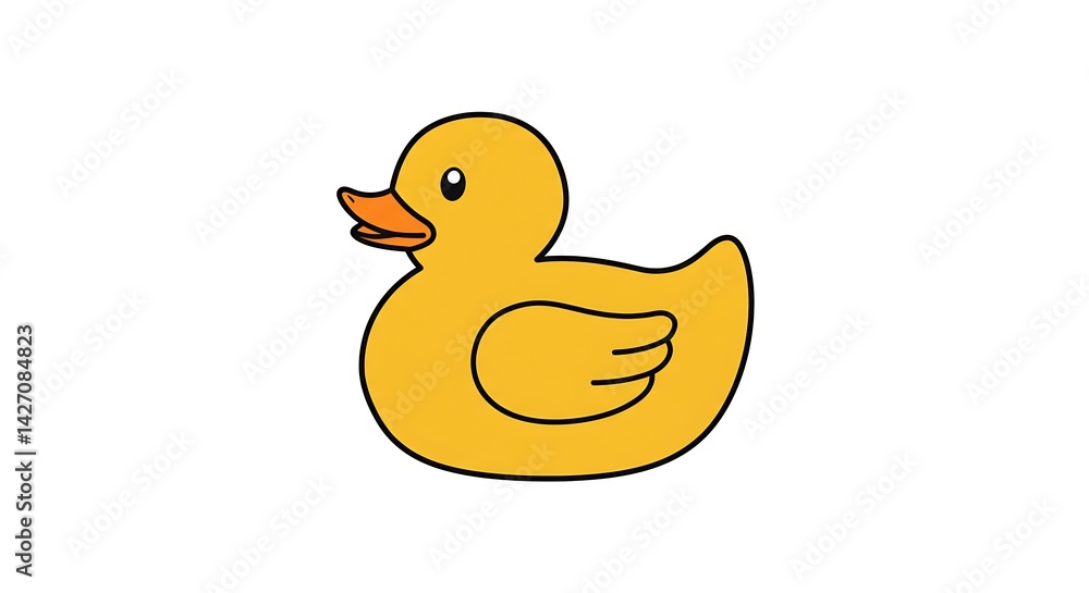 Cheerful cartoon illustration of a vibrant yellow rubber duck on white background Cheerful cartoon illustration of a vibrant yellow rubber duck on white background