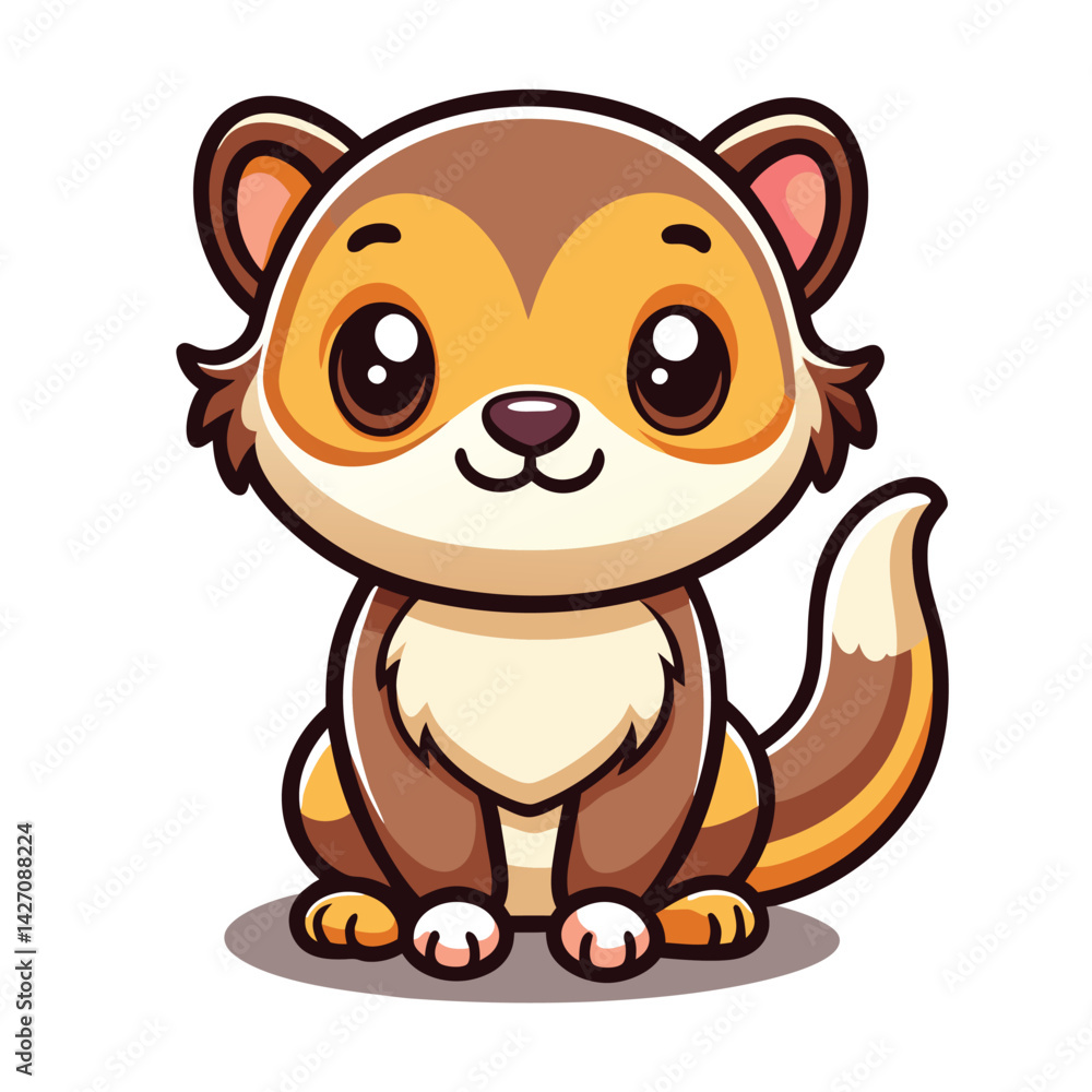 Obraz premium Cute cartoon weasel