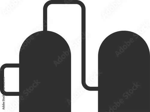 Icon representing a storage tank system used in industrial facilities for storing liquids or gases.