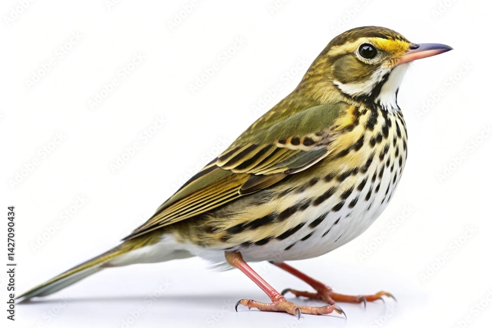 Fototapeta premium olive backed pipit isolated on white background