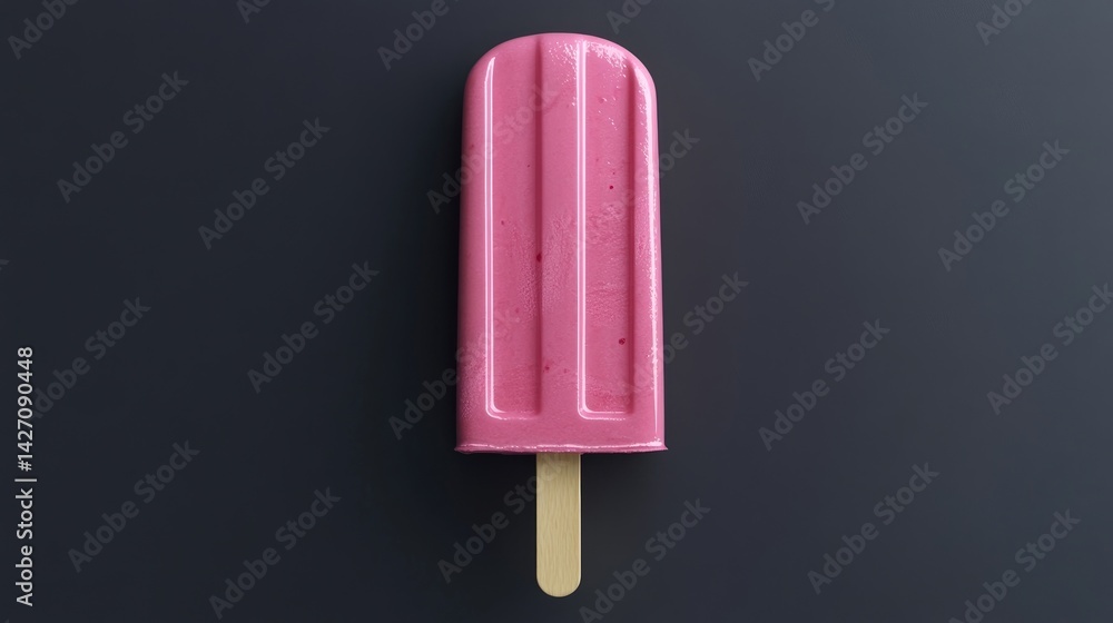 Pink-coated popsicle on a wooden stick, realistic texture with slight imperfections, frozen treat with a creamy finish, isolated on transparent background Pink-coated popsicle on a wooden stick, realistic texture with slight imperfections, frozen treat with a creamy finish, isolated on transparent background