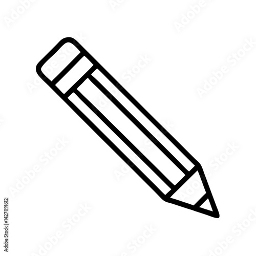 Pencil Outline Vector Illustration – Drawing and Writing Icon in Line Style