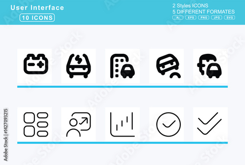 Set of 5 rounded user interface icons,Cannabis, canned, food, capsules, car