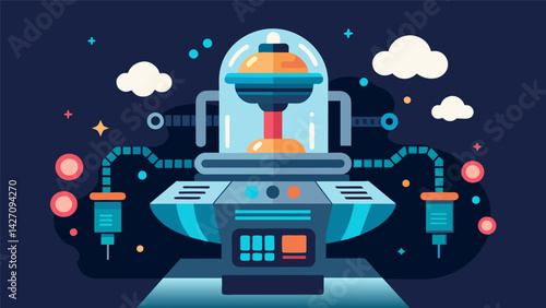 A sleek and futuristic device the Rational Thinking Machine uses advanced technology to rationalize every thought.. Vector illustration