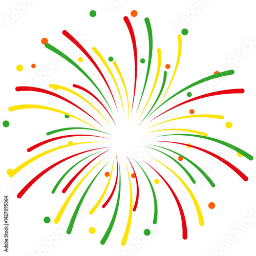 Colorful Firework Explosions. Bright Festive Elements on Transparent Background