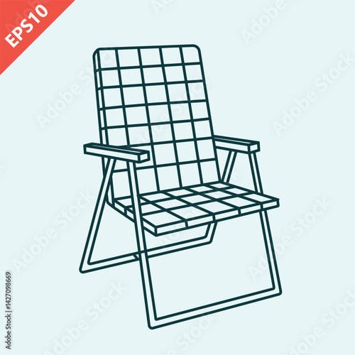 Hand drawn lawn chair design vector flat isolated illustration