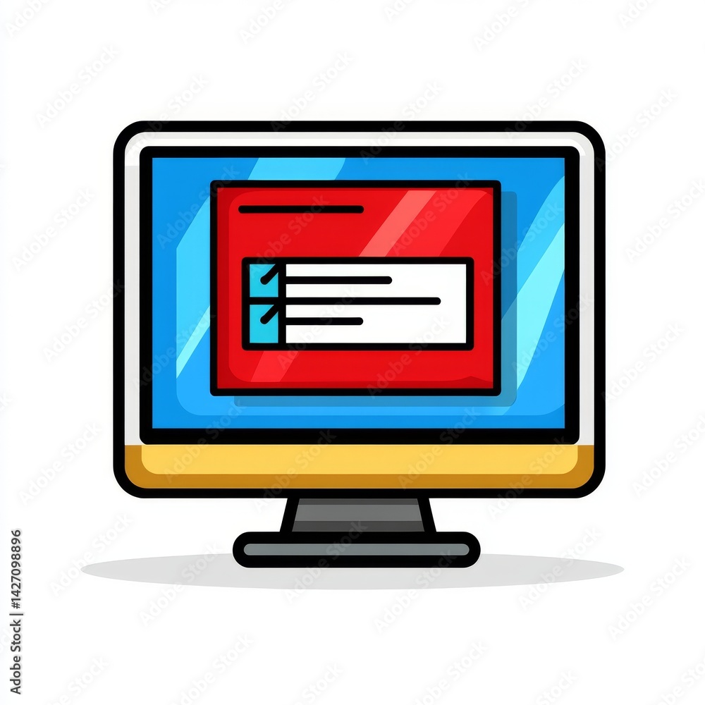 A white background serves as the setting for a minimalist computer screen showing a certificate and award icon A white background serves as the setting for a minimalist computer screen showing a certificate and award icon