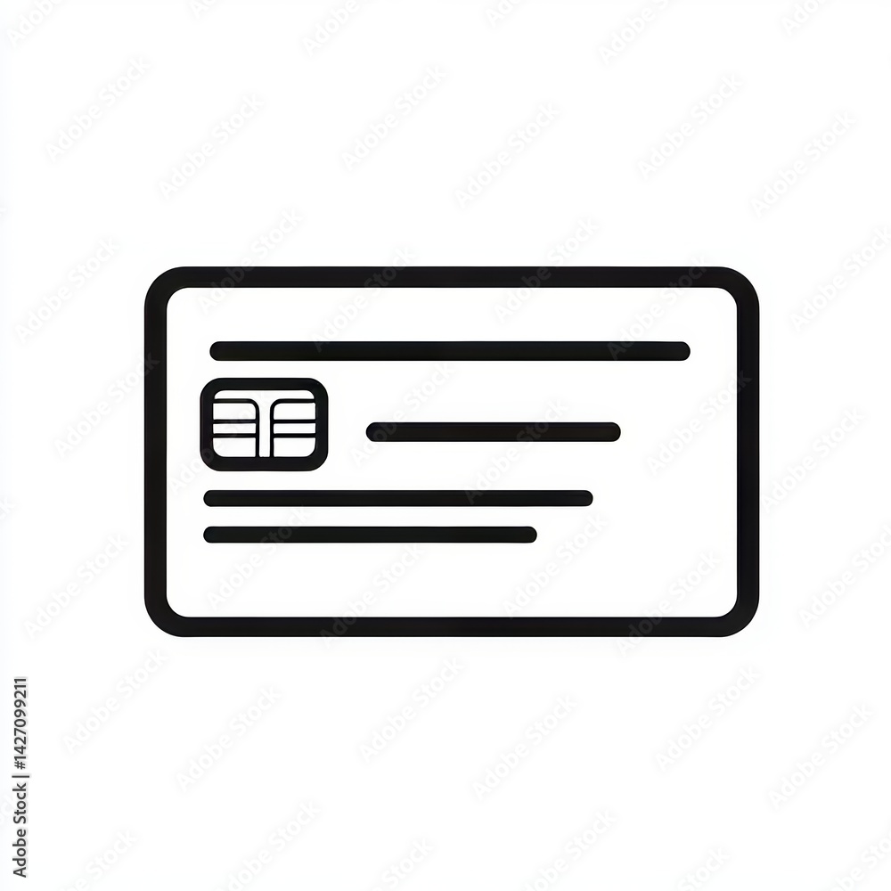 A minimalist illustration of a credit card set against a white background, ideal for financial design projects A minimalist illustration of a credit card set against a white background, ideal for financial design projects