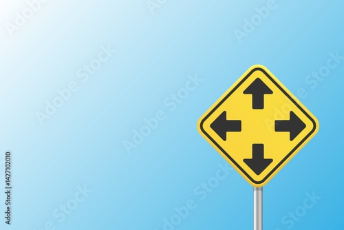 Road sign symbolizing the direction of movement in economics, politics or reforms