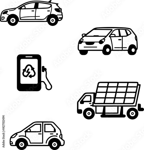 Electric cars and charging station 