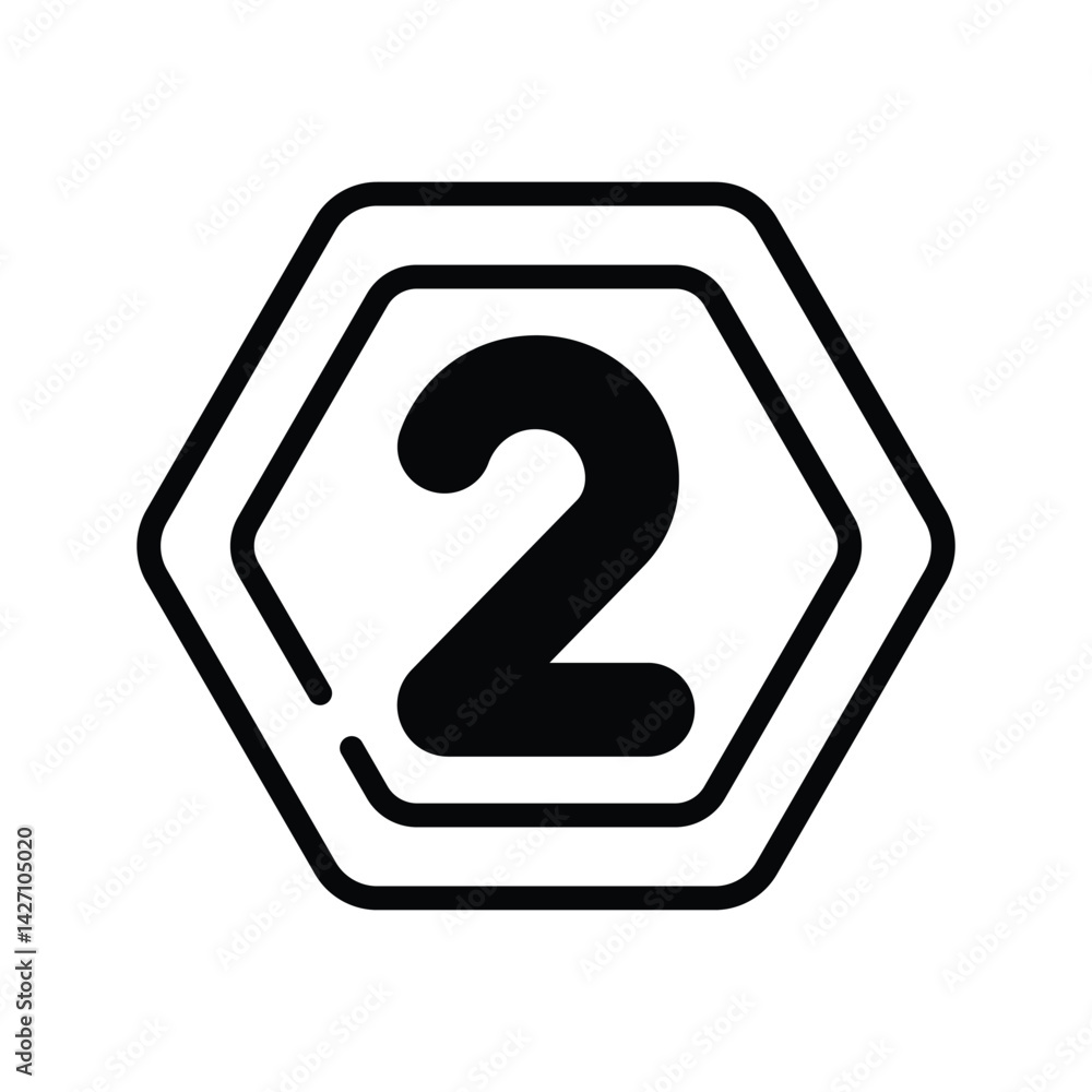 Number 2 Icon vector stock illustration Number 2 Icon vector stock illustration