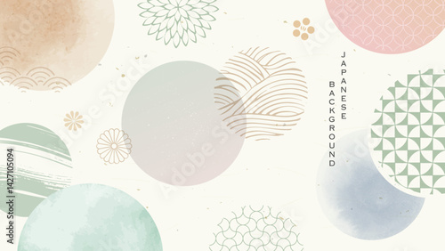 和柄と水彩の和風の背景