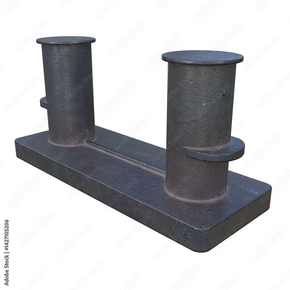 Old Mooring Bollard, 3d illustration isolated on white background Old Mooring Bollard, 3d illustration isolated on white background