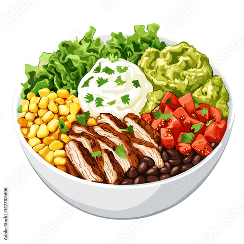Mexican Burrito Salad Bowl with Grilled Chicken