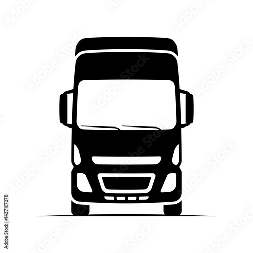 Truck icon. Black silhouette. Front view. Vector simple flat graphic illustration. Isolated object on white background. Isolate.