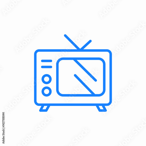 vintage tv icon sign vector