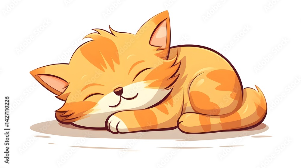 Fototapeta premium Funny and Cute Cat Sleeping Vector Illustration for Various Design Projects
